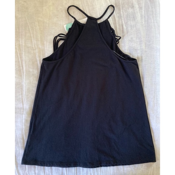 💐3/$12 NWT Pixley Fringe Knit Halter Tank Black Small - Picture 3 of 11